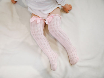 Baby Kid Girls Solid Color Bow Alphabet Accessories Socks