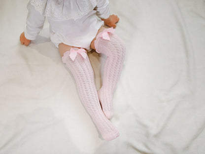 Baby Kid Girls Solid Color Bow Alphabet Accessories Socks