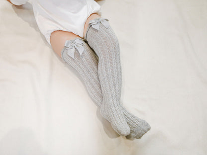 Baby Kid Girls Solid Color Bow Alphabet Accessories Socks