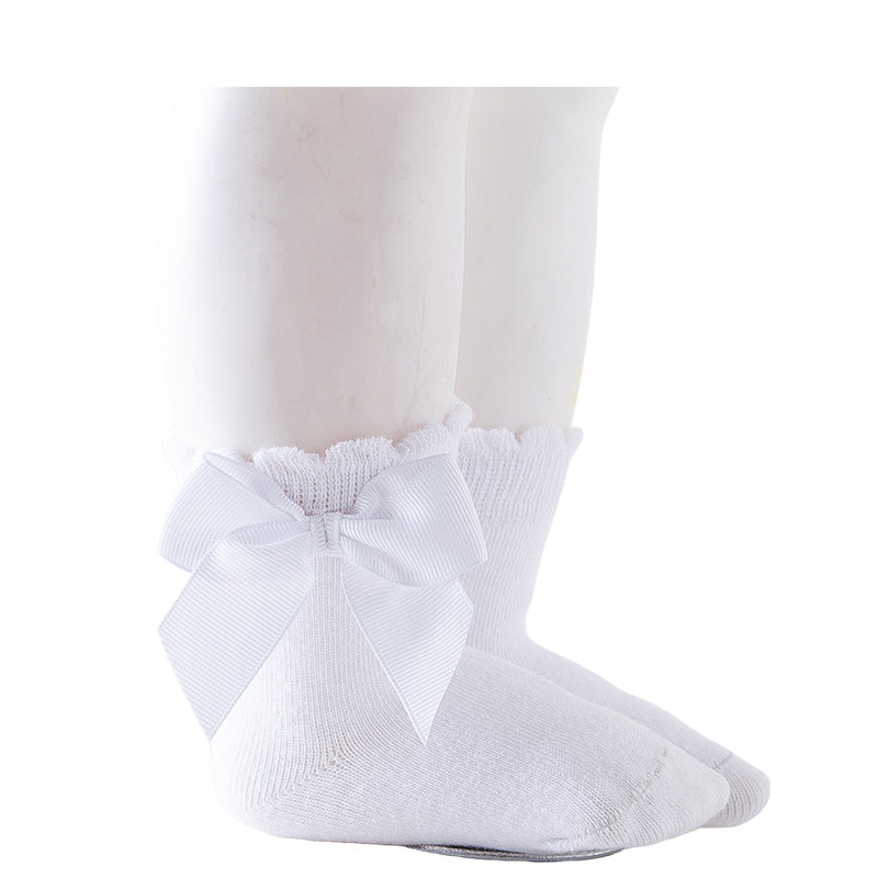 Baby Kid Unisex Solid Color Bow Accessories Socks