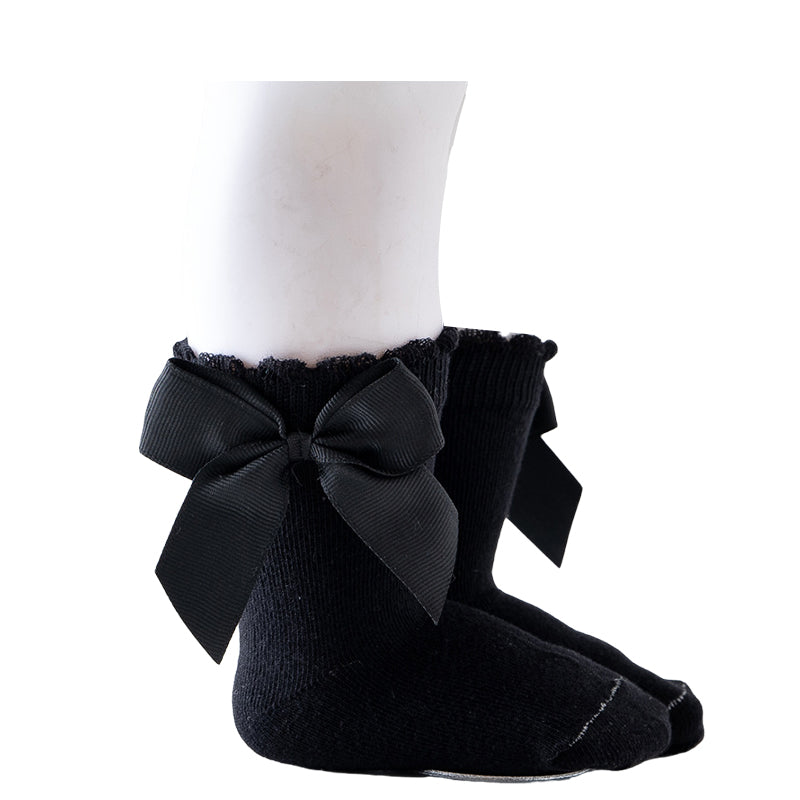Baby Kid Unisex Solid Color Bow Accessories Socks