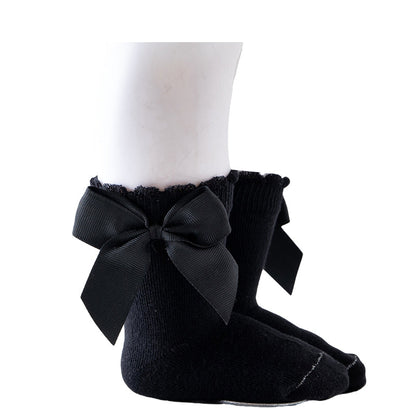 Baby Kid Unisex Solid Color Bow Accessories Socks