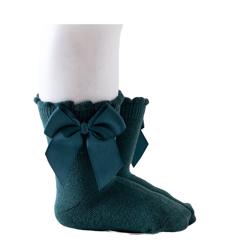 Baby Kid Unisex Solid Color Bow Accessories Socks
