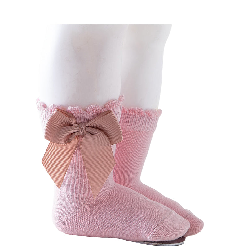 Baby Kid Unisex Solid Color Bow Accessories Socks