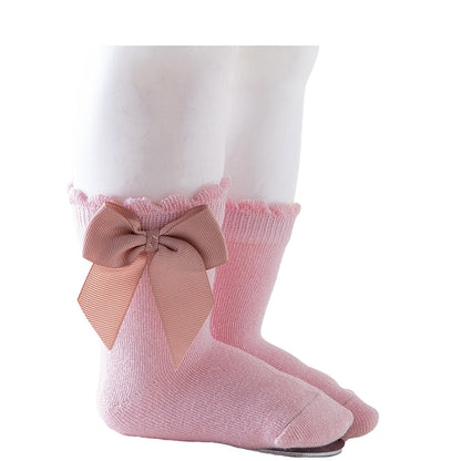 Baby Kid Unisex Solid Color Bow Accessories Socks