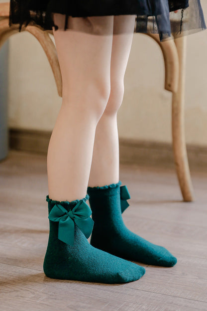 Baby Kid Unisex Solid Color Bow Accessories Socks