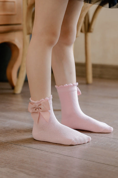 Baby Kid Unisex Solid Color Bow Accessories Socks