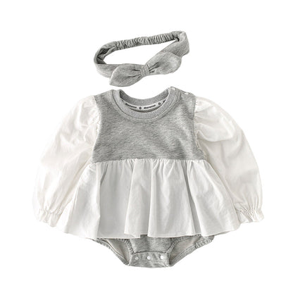 Baby Girls Color-blocking Rompers Headwear