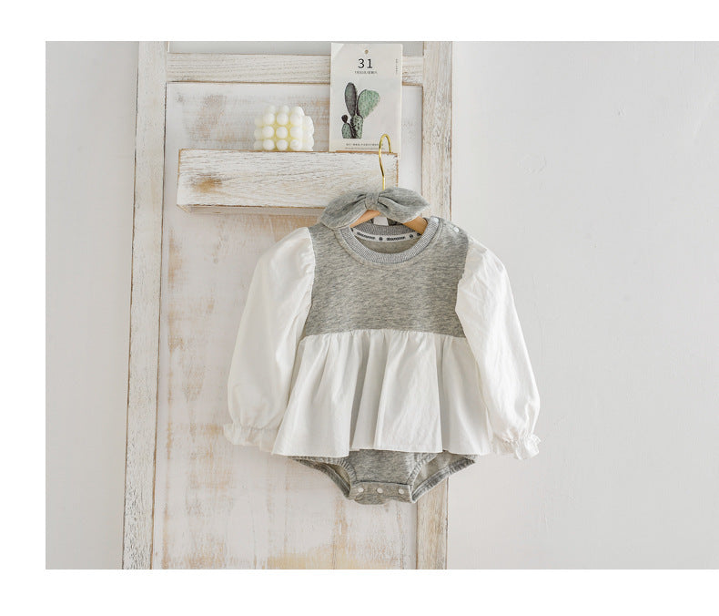 Baby Girls Color-blocking Rompers Headwear