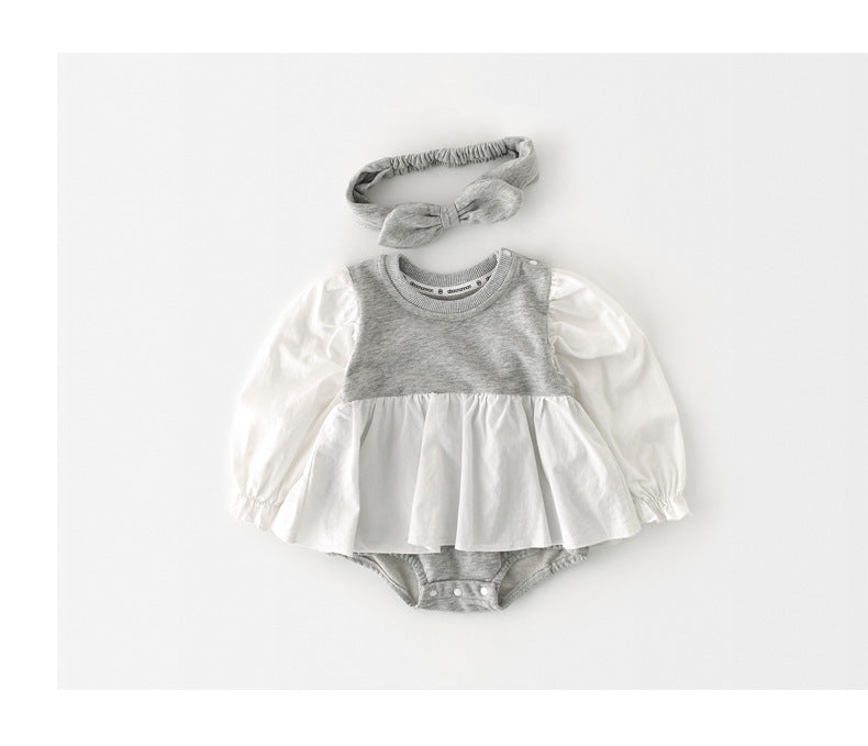 Baby Girls Color-blocking Rompers Headwear