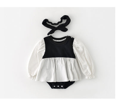 Baby Girls Color-blocking Rompers Headwear