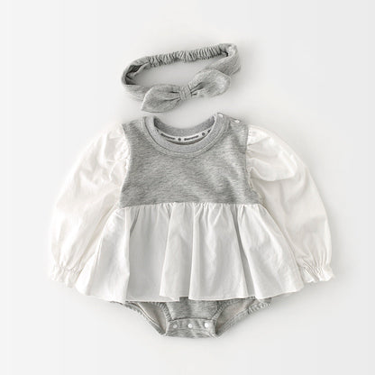 Baby Girls Color-blocking Rompers Headwear
