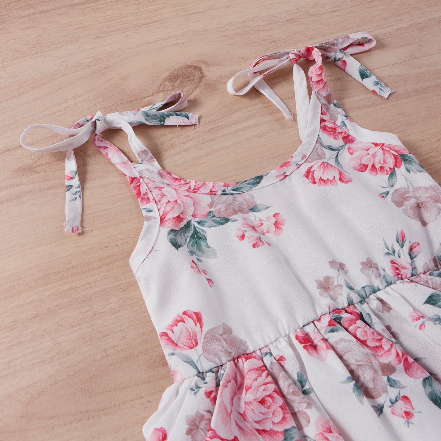 Baby Girls Flower Bow Print Dresses Headwear