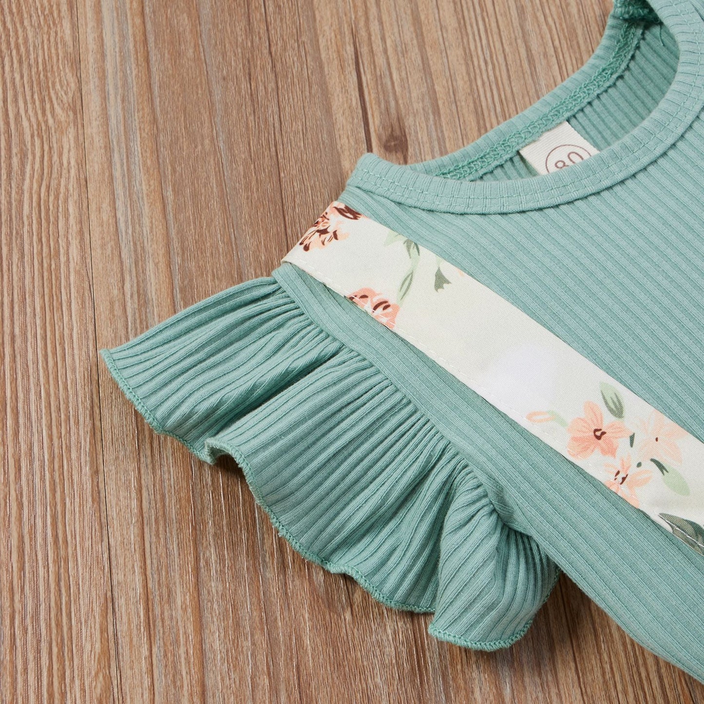 3 Pieces Set Baby Girls Tops Flower Rompers And Bow Headwear