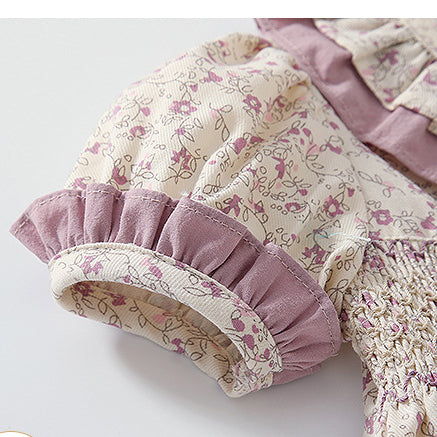 Baby Girls Flower Print Rompers And Accessories Headwear