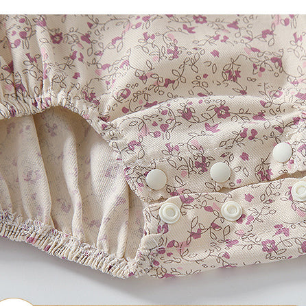Baby Girls Flower Print Rompers And Accessories Headwear