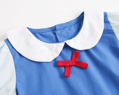 Baby Kid Girls Color-blocking Bow Rompers Headwear