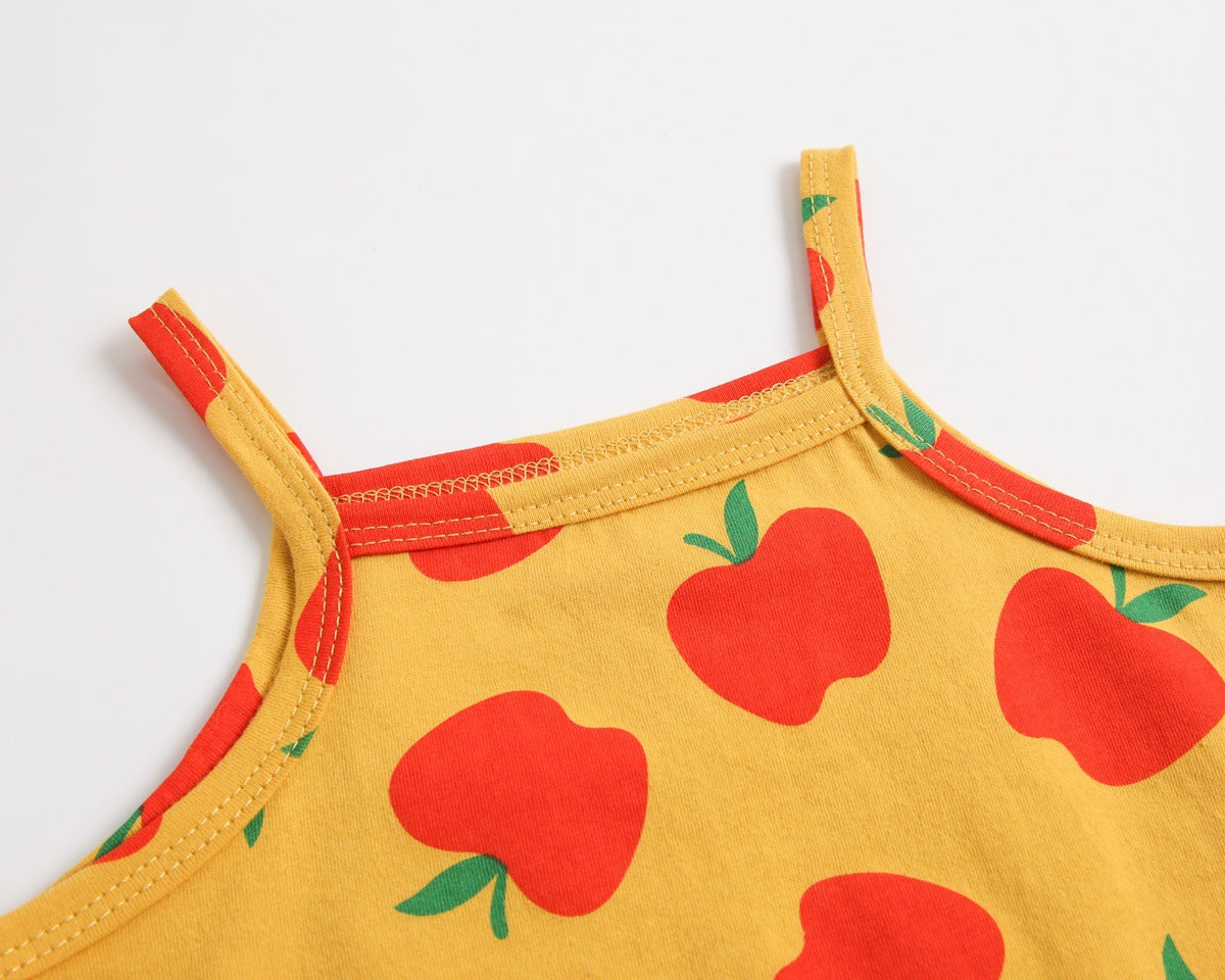 Baby Kid Girls Fruit Print Rompers Bow Headwear