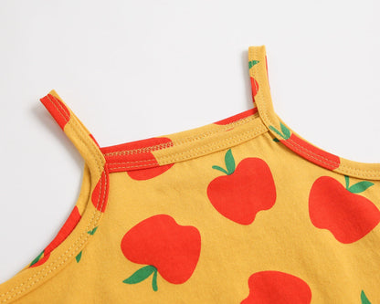 Baby Kid Girls Fruit Print Rompers Bow Headwear