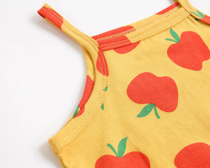 Baby Kid Girls Fruit Print Rompers Bow Headwear