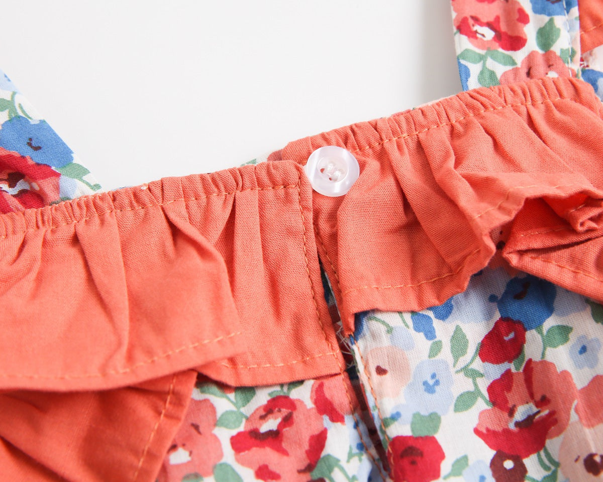 Baby Kid Girls Flower Print Rompers Bow Headwear