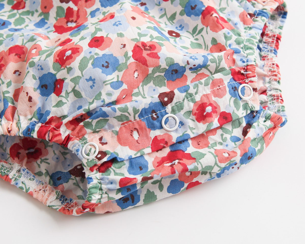 Baby Kid Girls Flower Print Rompers Bow Headwear