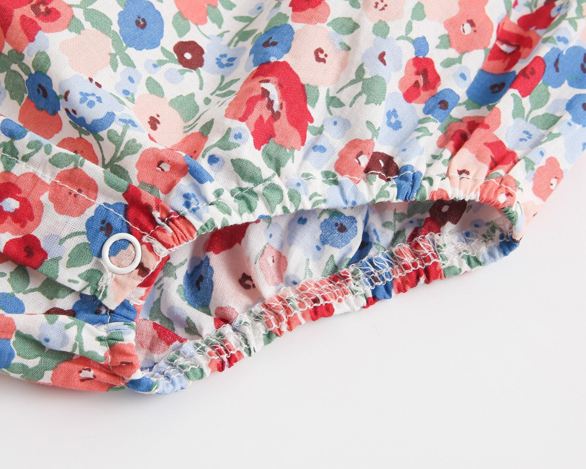 Baby Kid Girls Flower Print Rompers Bow Headwear