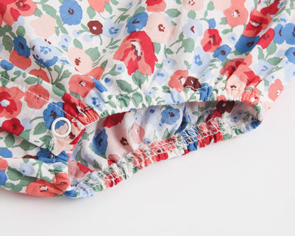 Baby Kid Girls Flower Print Rompers Bow Headwear