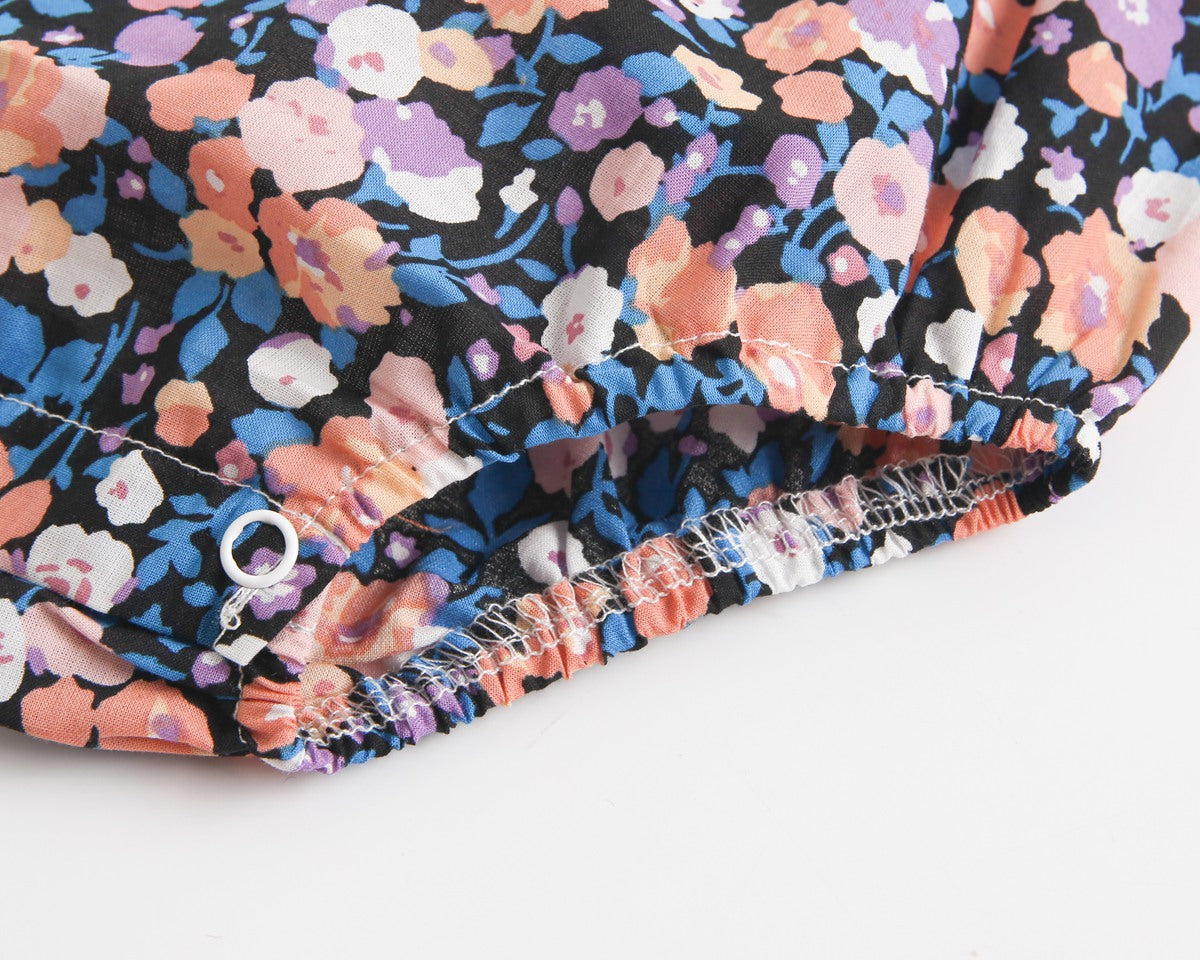 Baby Kid Girls Flower Print Rompers Bow Headwear