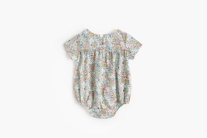 Baby Kid Girls Flower Print Rompers Headwear