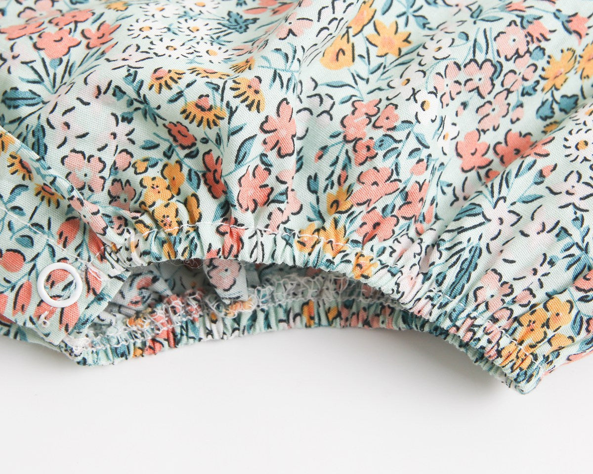 Baby Kid Girls Flower Print Rompers Headwear
