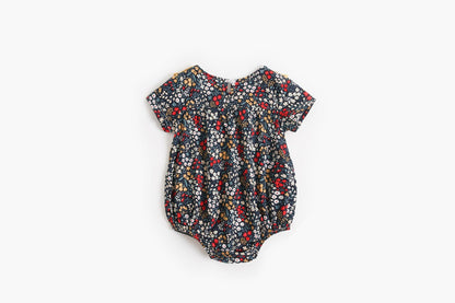 Baby Kid Girls Flower Print Rompers Headwear