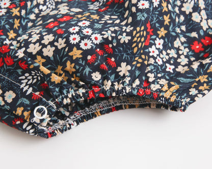 Baby Kid Girls Flower Print Rompers Headwear