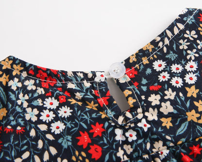 Baby Kid Girls Flower Print Rompers Headwear