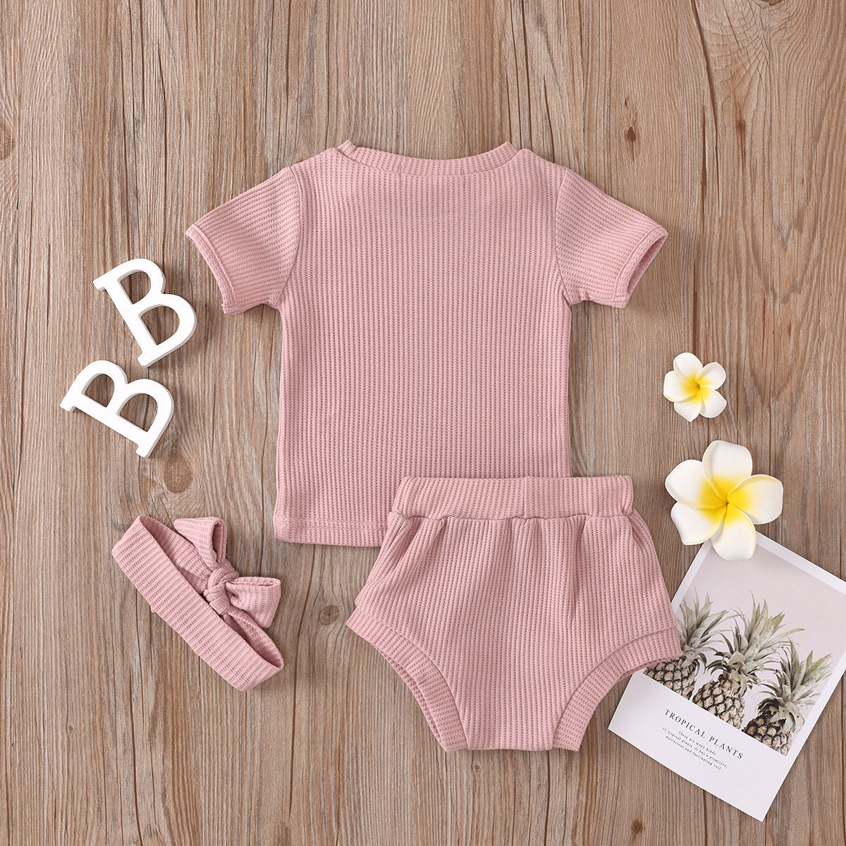 3 Pieces Set Baby Kid Tops Shorts And Headwear