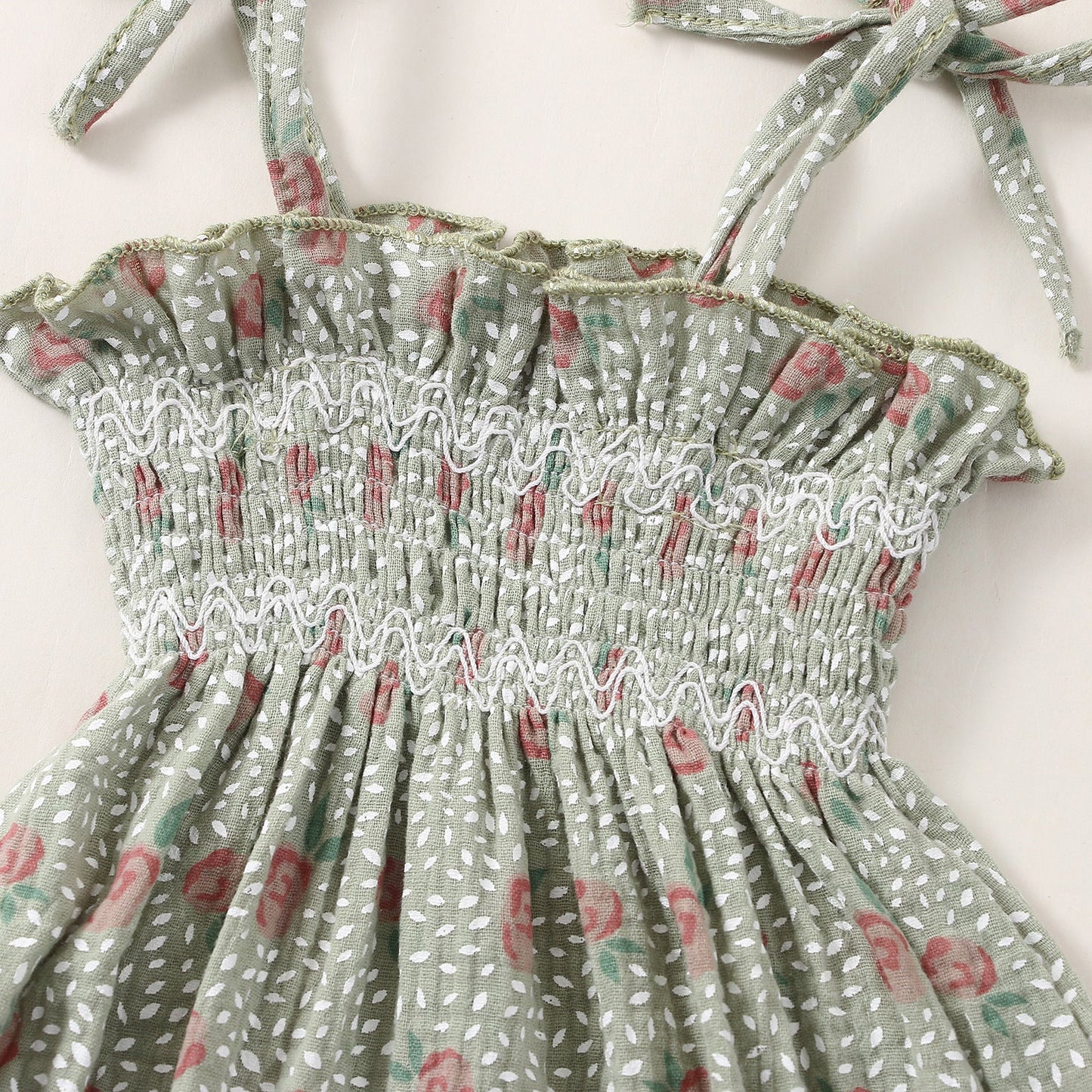 Baby Girls Flower Bow Print Rompers Headwear