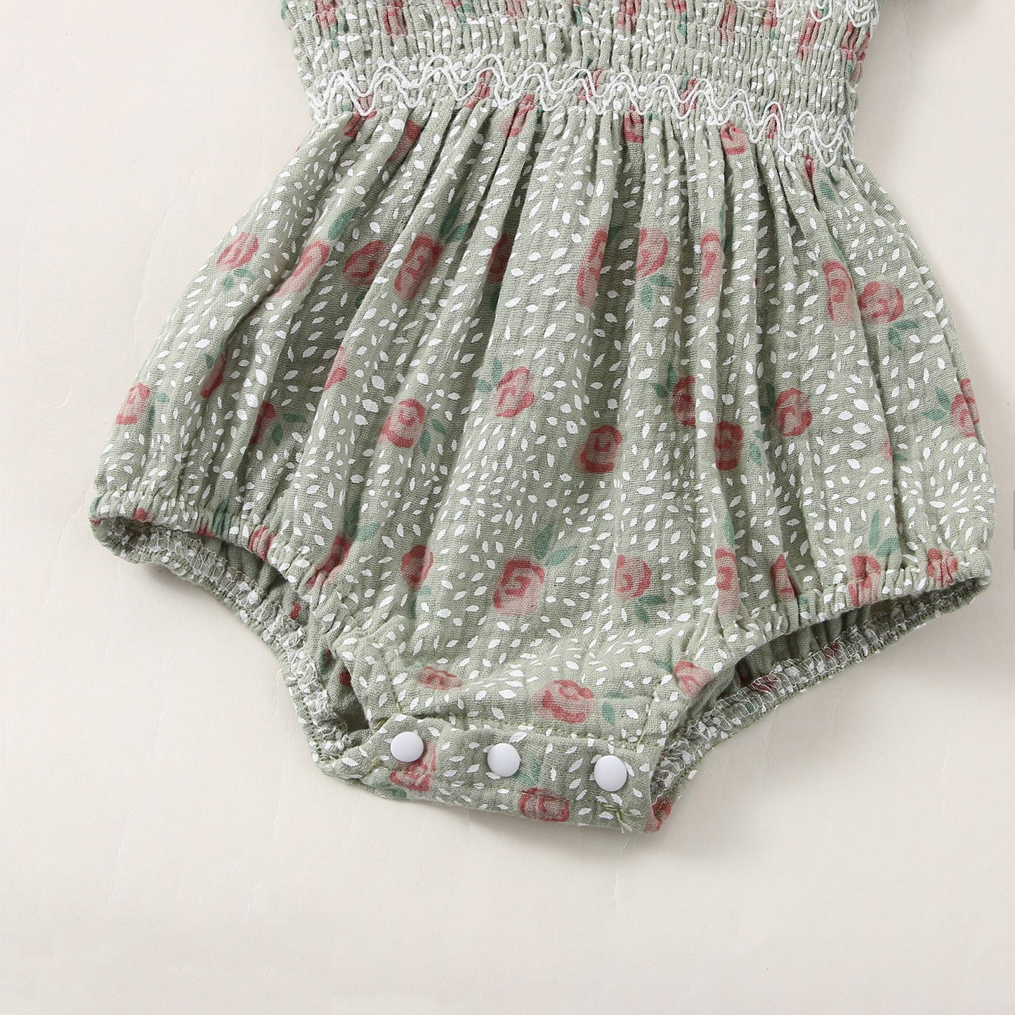 Baby Girls Flower Bow Print Rompers Headwear