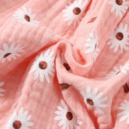 Baby Girls Flower Bow Print Rompers Headwear