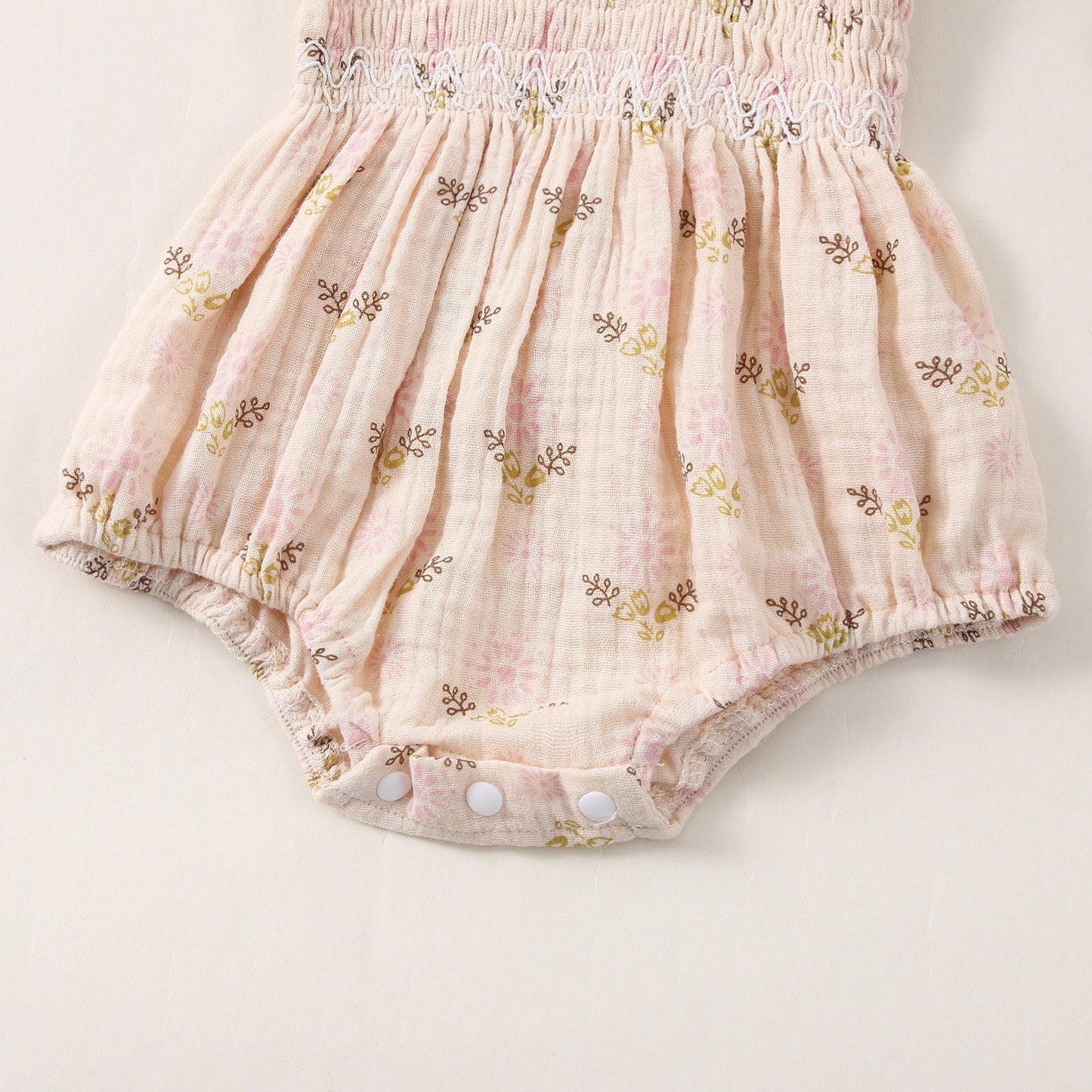 Baby Girls Flower Bow Print Rompers Headwear