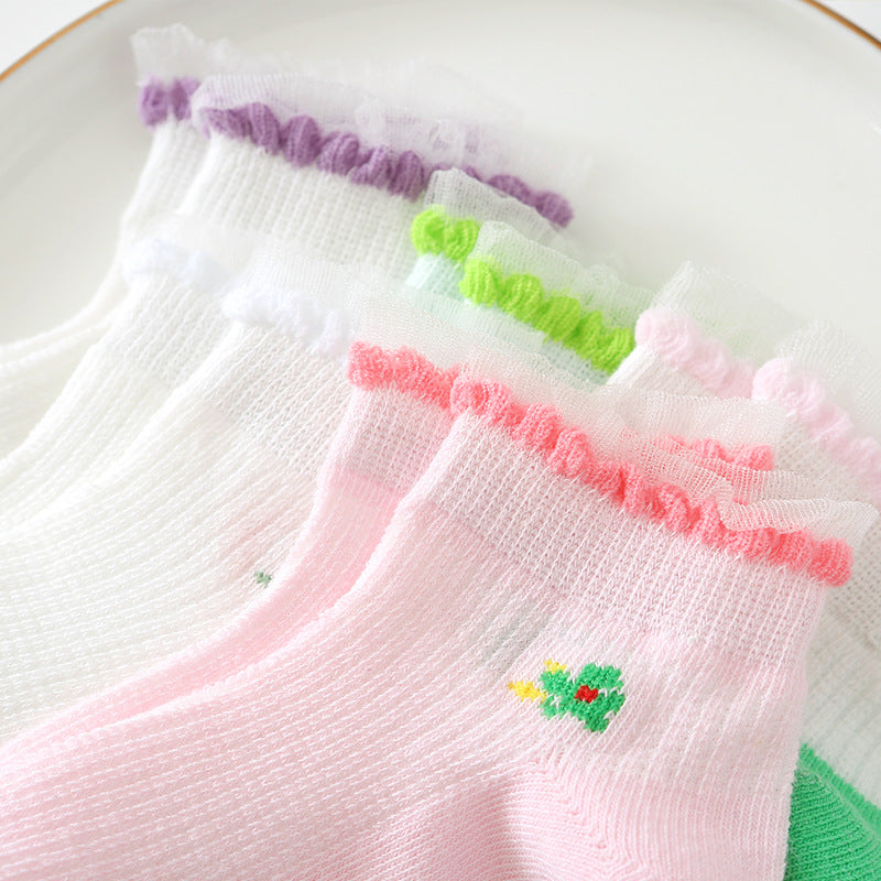Girls Flower Lace Print Accessories Socks