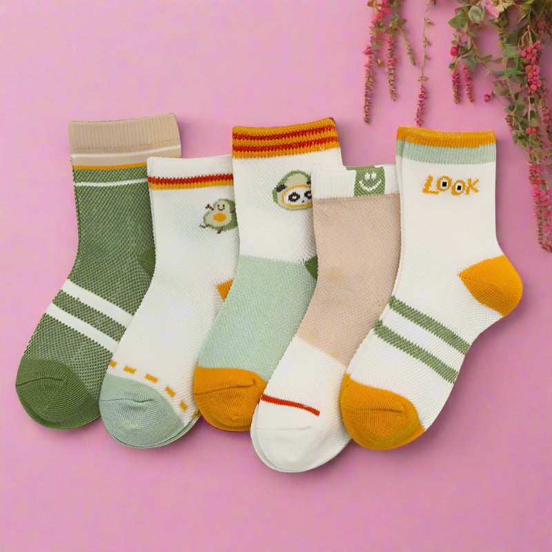 Girls Boys Letters Color-blocking Cartoon Print Accessories Socks
