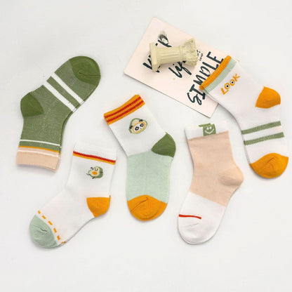 Girls Boys Letters Color-blocking Cartoon Print Accessories Socks