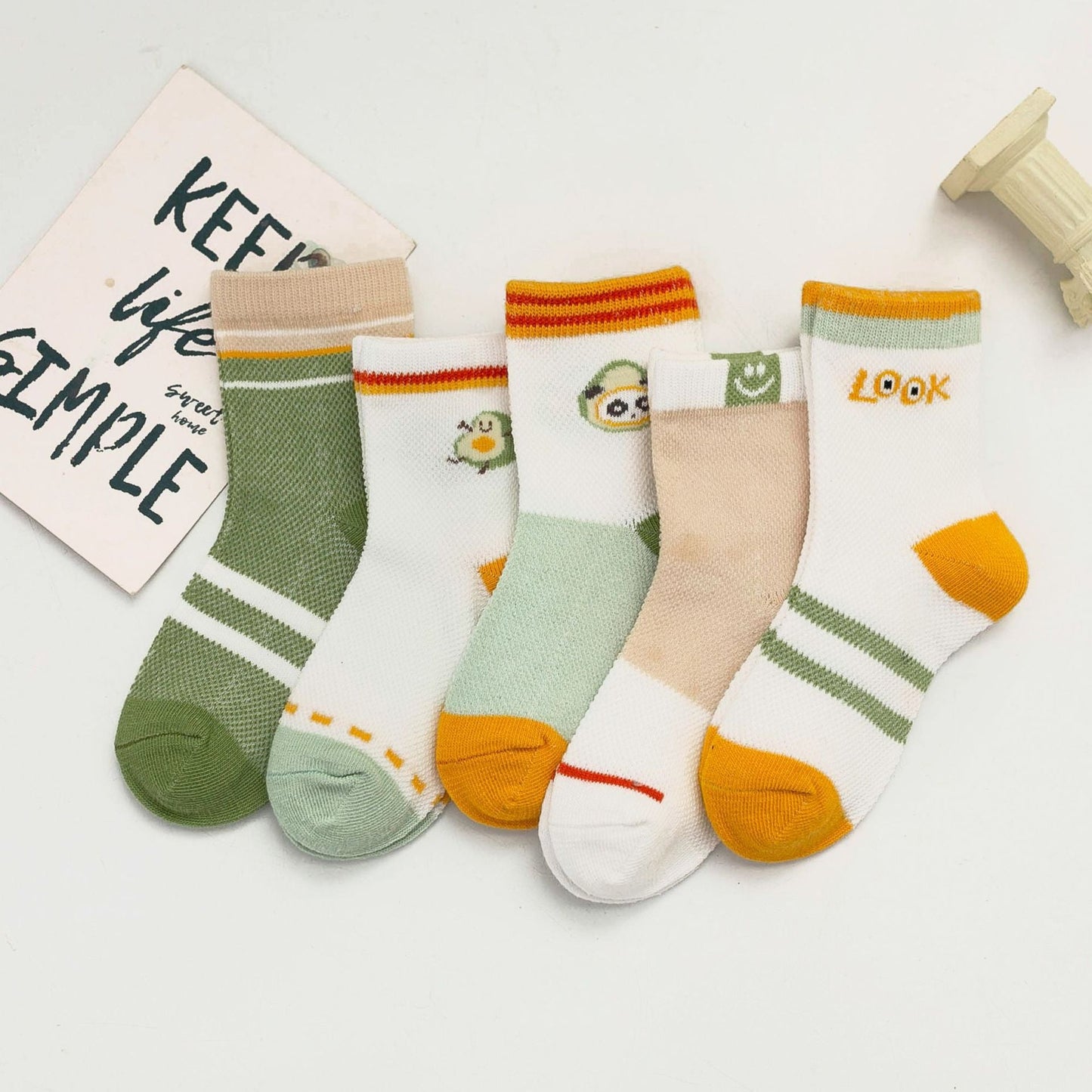 Girls Boys Letters Color-blocking Cartoon Print Accessories Socks