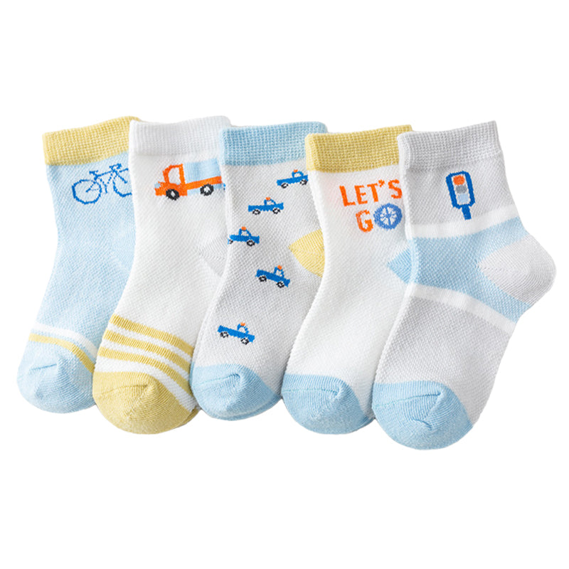 Baby Kid Unisex Striped Letters Cartoon Print Socks