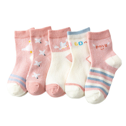 Baby Kid Unisex Striped Letters Cartoon Print Socks