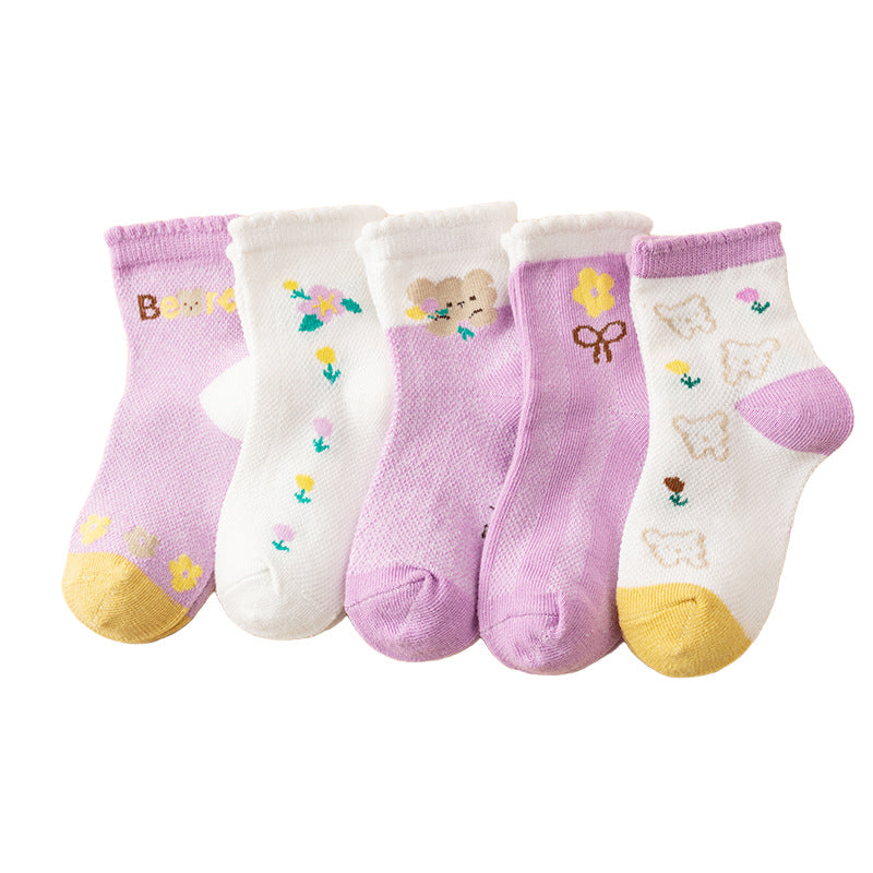 Baby Kid Unisex Striped Letters Cartoon Print Socks