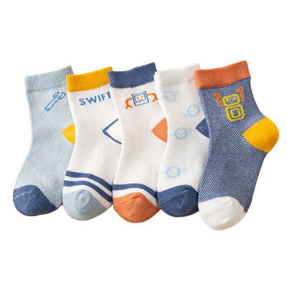 Baby Kid Unisex Striped Letters Cartoon Print Socks