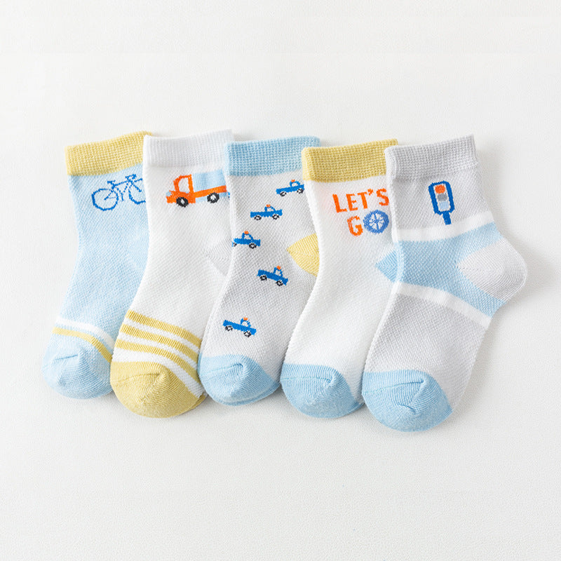 Baby Kid Unisex Striped Letters Cartoon Print Socks