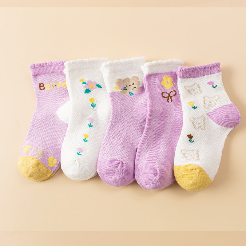 Baby Kid Unisex Striped Letters Cartoon Print Socks
