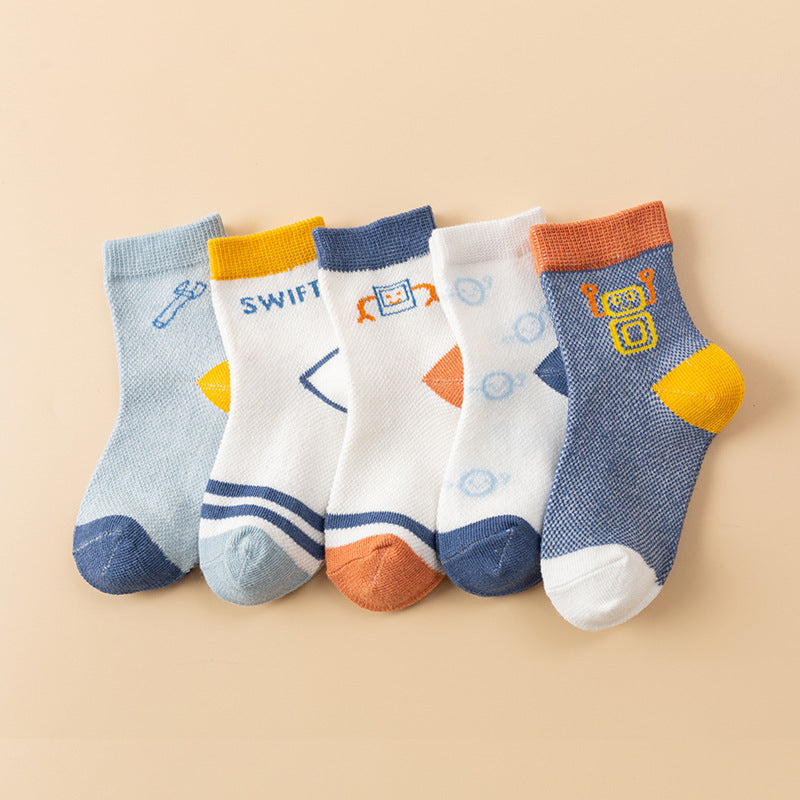 Baby Kid Unisex Striped Letters Cartoon Print Socks